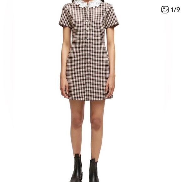 MajePlaid Lace Collar Dresssize 36 Small